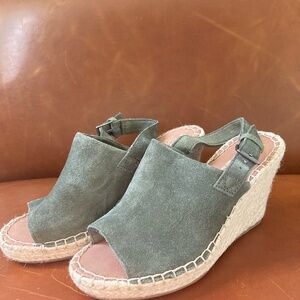 Toms sage green suede wedge heel sandal  - Monica